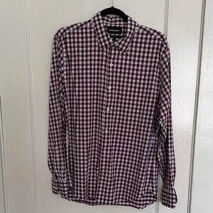 Bonobos Men's Maroon and White Checkered Shirt